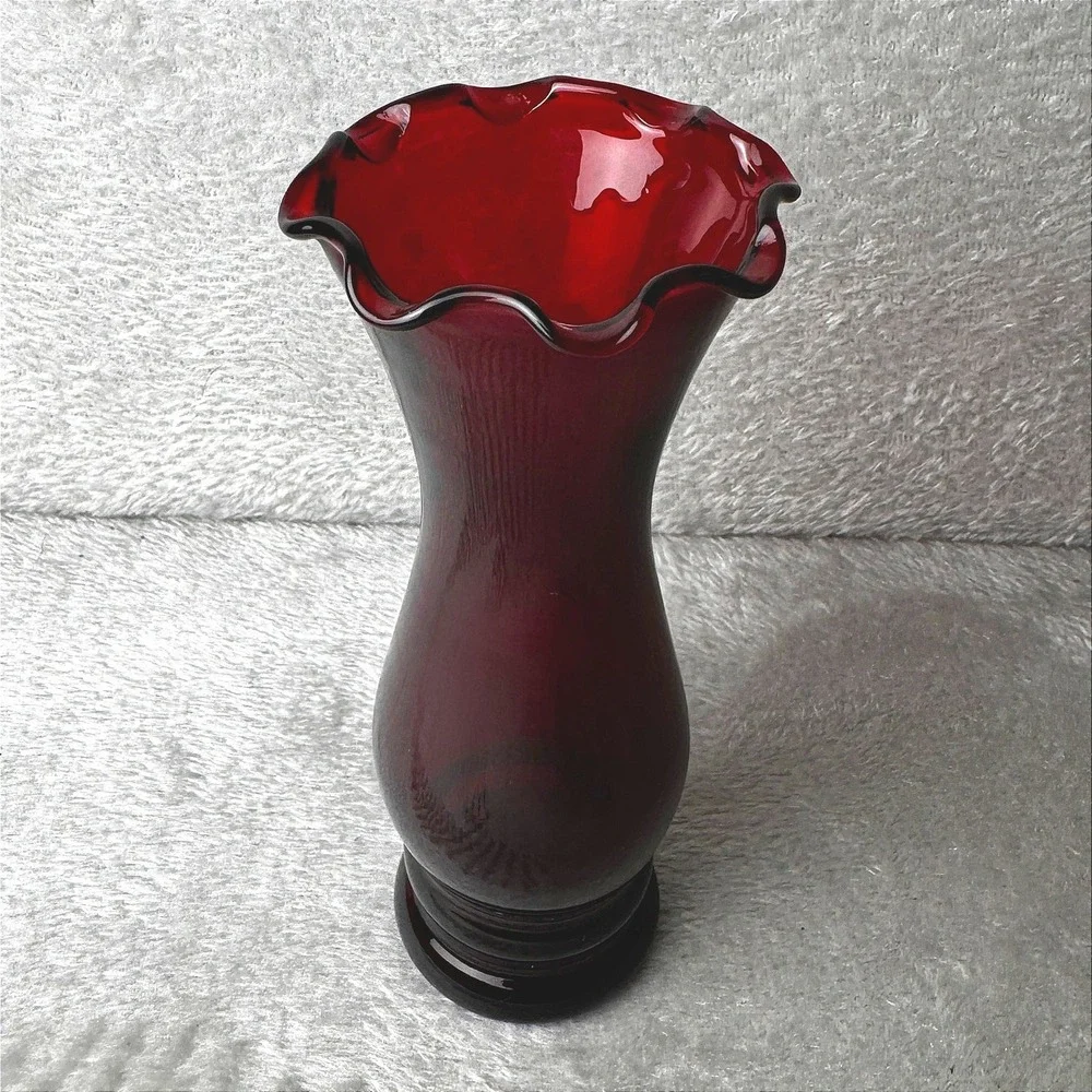 Vintage Anchor Hocking Royal Ruby Red Glass Bud Vase 6